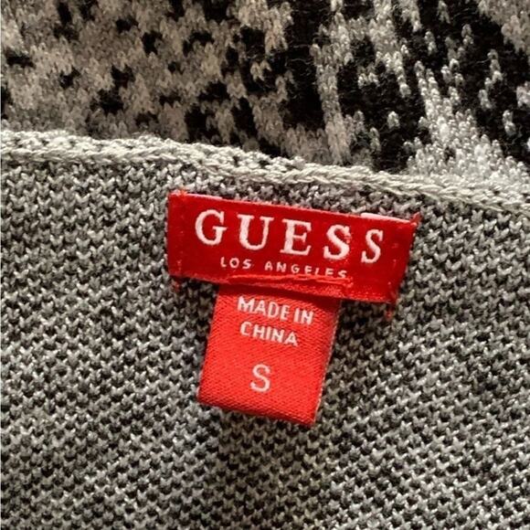 GUESS black and white Reptile Print cropped long sleeve tie front Sweater SM - Picture 9 of 15